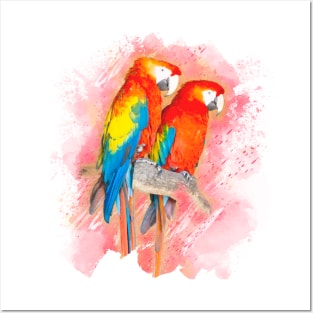 Parrot Bird Animal Wildlife Forest Jungle Nature Watercolor Posters and Art